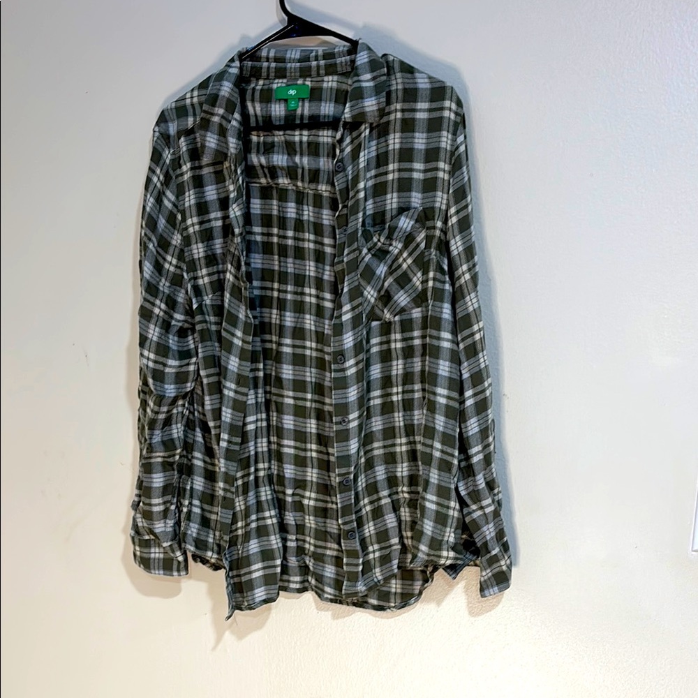 Dip Green and White Casual Button Down Shirt